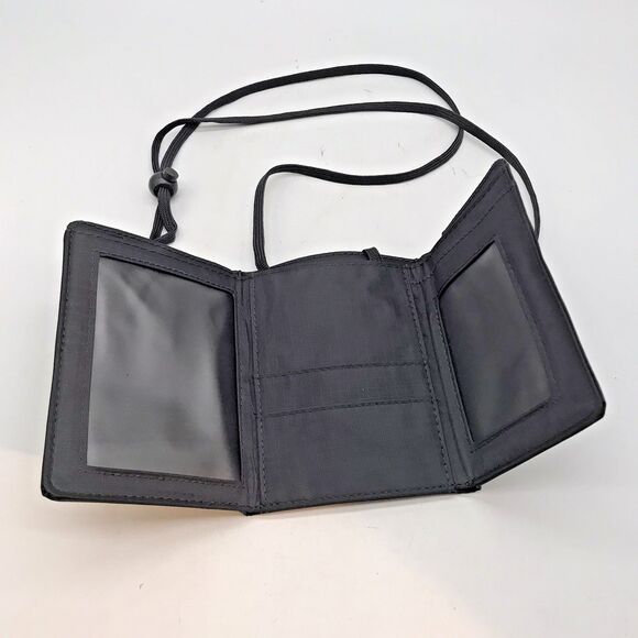 Samsonite Passport Holder Money Credit Card ID Wallet Gray Ripstop with Lanyard - Picture 7 of 9